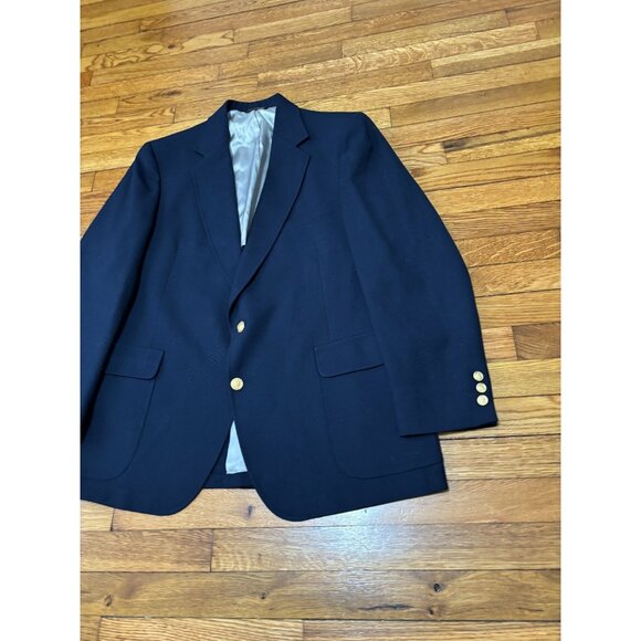 Adams Row Mens Sport Coat Size 43R Blue Poly Wool Two Button Blazer Jacket - Picture 2 of 10